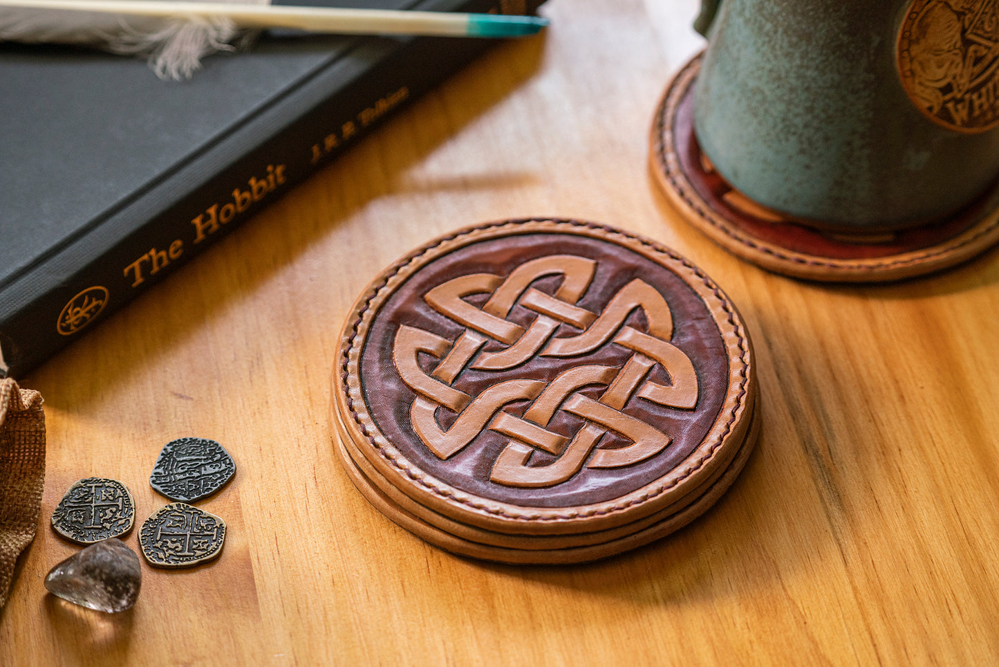 Medieval Leather Tankard Coasters